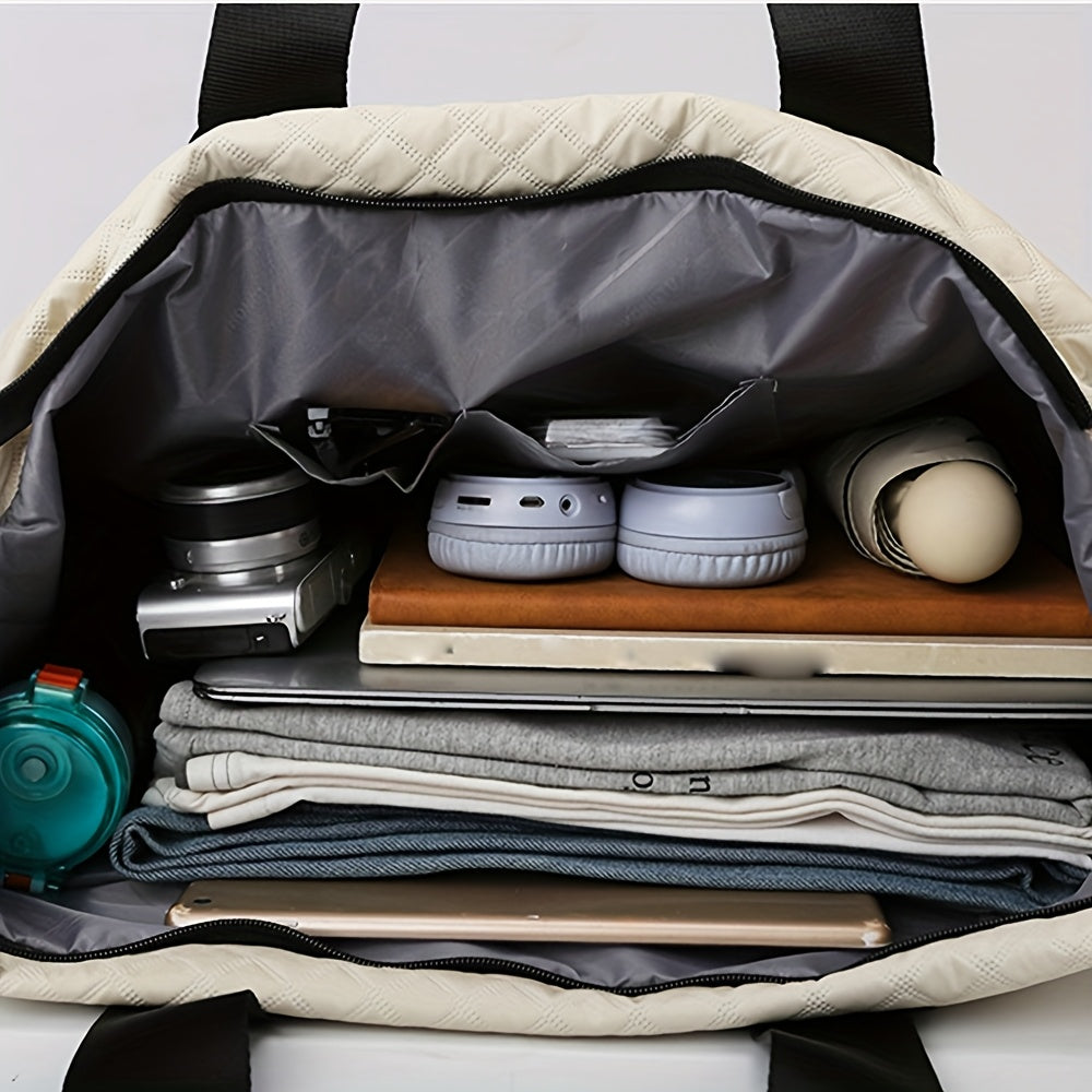 WEIXIER Spacious Multi-Pocket Travel Tote - Durable, Lightweight Women's Handbag for Weekend Getaways & Daily Use - Available in Coffee, White, Black