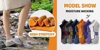 6 Pairs Unisex Trainer Socks, Short Padded Running Socks, Breathable Cotton Sports Socks