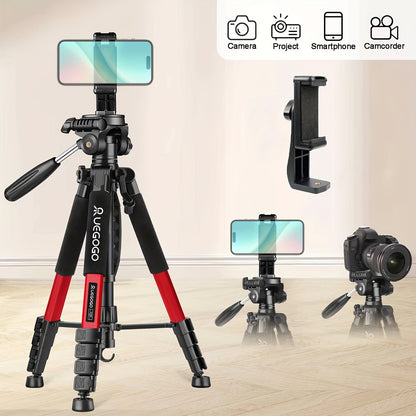 Aluminum Professional 187.96 cm Tripod with 360° Ball Head, Panoramic Shooting, Adjustable Height, Camera Tripod with Carrying Bag for Camera/Ring Light/Projector/Mobile Phone/DSLR