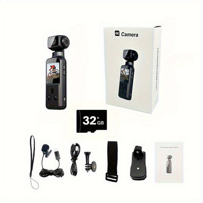 1pc 5K Vlog Camera with 3-Axis Gimbal & Magnetic Mount | 270° FOV + 3.38cm CMOS for American Style Beauty | Pocket-Sized | USB-C Fast Charge | Ultimate Travel/ Back to School Vlogging Kit (Easter Gifts Ready)