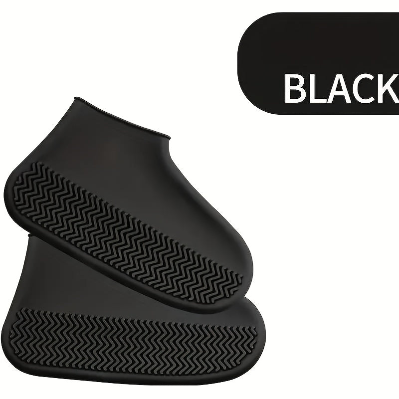 1 Pair Durable Silicone Shoe Covers, Reusable Waterproof Non-Slip Outdoor Foot Protectors, Latex Cycling Rain Boot Covers, Dustproof Wear-Resistant Footwear
