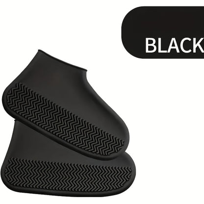 1 Pair Durable Silicone Shoe Covers, Reusable Waterproof Non-Slip Outdoor Foot Protectors, Latex Cycling Rain Boot Covers, Dustproof Wear-Resistant Footwear