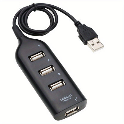 Hub USB de alta velocidade com 4 portas USB 2.0, cabo incluído, mini divisor USB, compatível com adaptadores de corrente e múltiplas tomadas para PC, portátil e notebook.