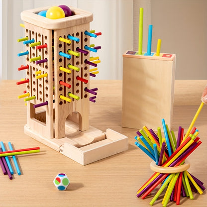 Wooden 3-in-1 Pulling Stick, Enhances Children's Fine Motor Skills and Patience Training, Cognitive Development Educational Interactive Board Game Toy, Patience Building Game, Playful Design, Durable Construction