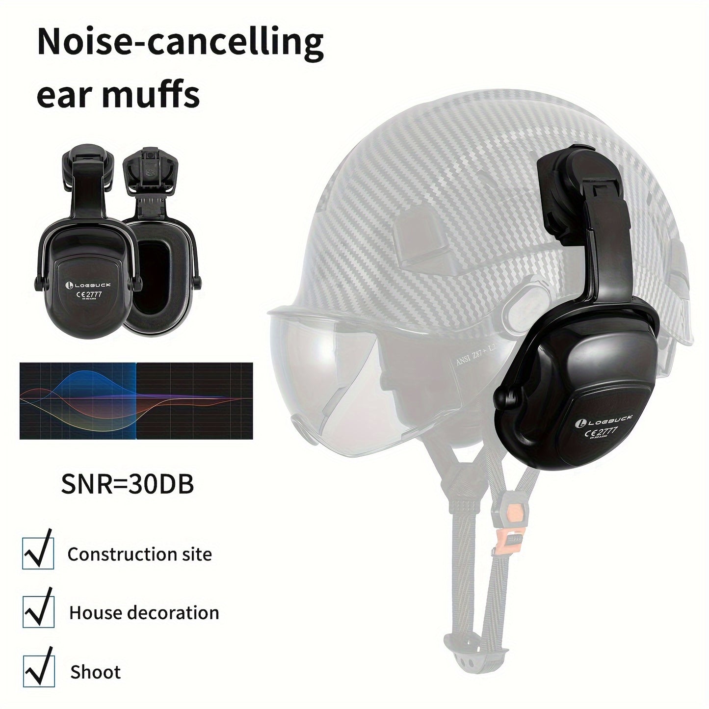 1 Set LOEBUCK Safety Helmet With Visor And Earmuffs, Logging Chainsaw Helmet, Carbon Fiber Patterned Safety Helmet For Lawn Mowing, Black Graphite Pattern, With Smoked Mask And Earmuffs