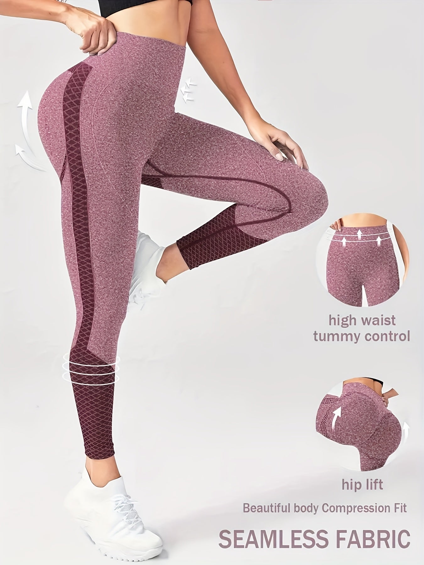High-Waisted Compression Sports Leggings for Women - Ultra-Comfortable, Tummy Control, Sweat-Wicking, Four-Way Stretch, Cropped Length, Wide Waistband, Elegant Design for Yoga, Fitness, and Casual Attire, Butt Lifting Legging