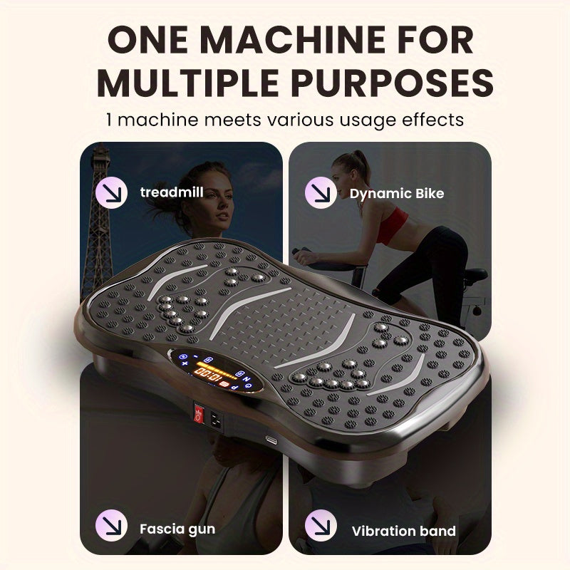 Vibration Plate Exercise Machine for Weight Loss - 10-Minute Full Body Workout with 3 Large Areas of Vibration, Portable Home Gym Fitness Equipment, No Battery Needed, Pink/Black, Weight Loss Exercise Machine, Sleek Exercise