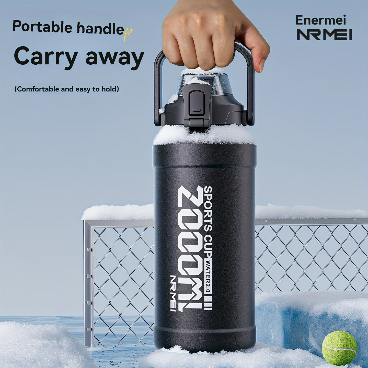 NRMEI Insulated Water Bottle with Straw, Double-Wall Vacuum Stainless Steel Thermos with Handle, Perfect for Sports and Gym Use