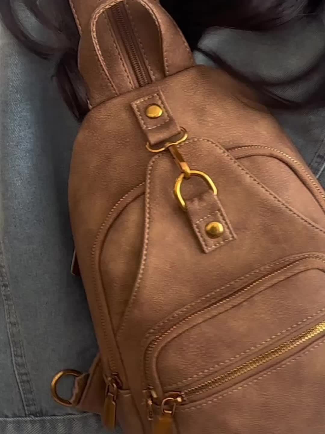 Mochila de mulher castanha estilo vintage elegante - Alça ajustável, fecho de correr, múltiplos compartimentos, bolsa elegante para usar ao ombro ou a tiracolo, bolsa casual para o dia a dia | Bolsa estilo vintage elegante | Fecho em zíper resistente