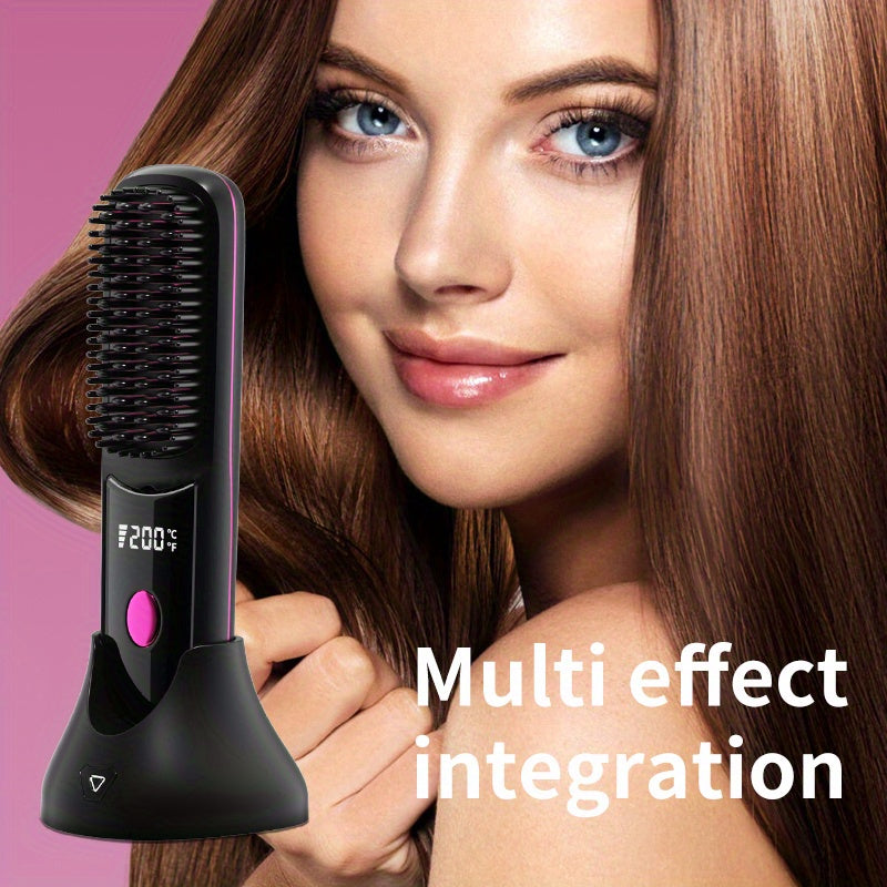 New USB-C Rechargeable Straightener, Fast & Seat Charging Modes, 20S Quick Heat, 3-Speed Temperature Control, Anti-Scald Design, 2600mAh/3200mAh Battery, 3D Tooth Comb, Ceramic Hair Protection Layer, LCD Display, Wireless Por
