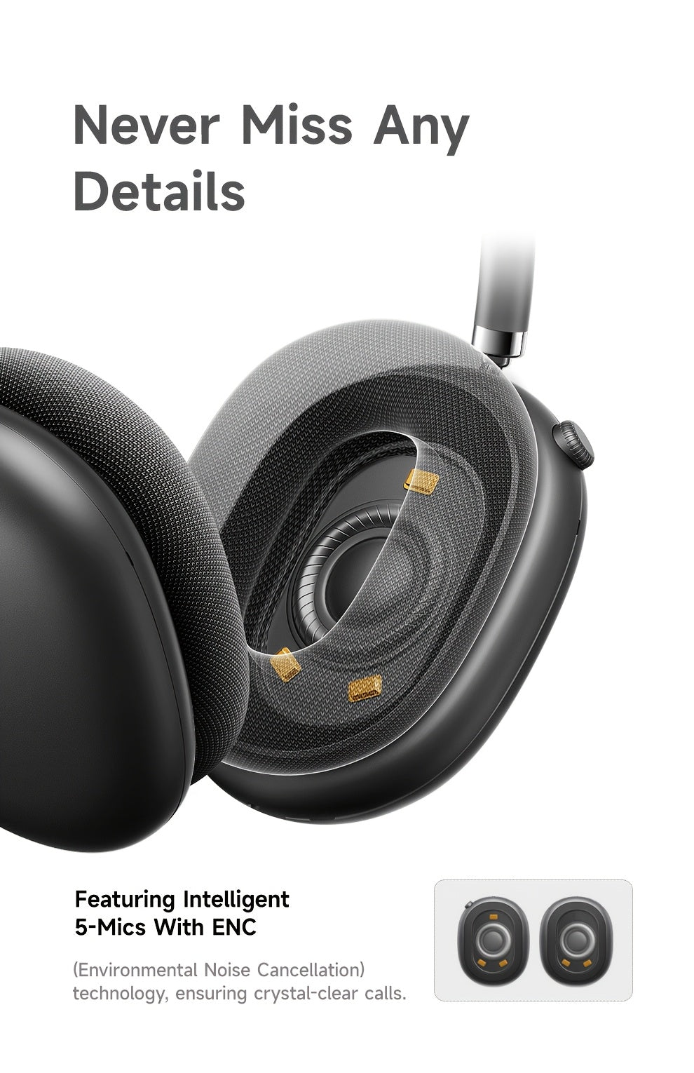 PICUN Wireless Headphones with Dynamic Head Tracking, -52dB ANC Noise Cancellation, 140Hrs Battery Life, Wireless 5.4, Wired/Wireless Switch, Double Connection & Multi-Mode Audio, Closed-back Design, Plastic Material, Compati
