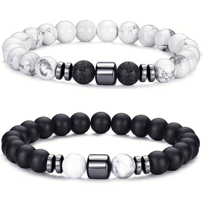 Pulseira de homem de 4 peças com missangas, em tons neutros de olho de tigre, turquesa e espaçador. Feita à mão com elástico, ideal para uso diário e como presente para homens, mulheres e casais.