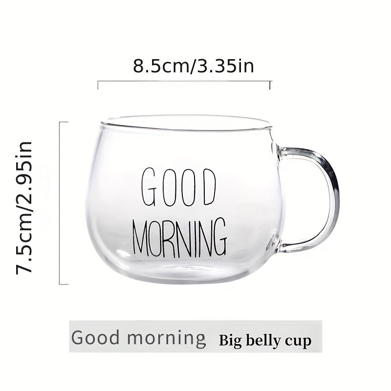 1pc, Good Morning Breakfast Milk Oatmeal Cup, High Borosilicate Glass Mug, Large Capacity Glass Cup, 400ml/13.6oz