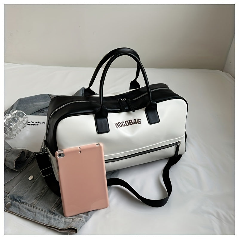 NOCUBAG Large Capacity Lightweight Travel Duffel Bag - Stylish Weekender with Shoulder Strap, Ginger/White & Brown Accents, Perfect for Gym, Short Trips & Carry-On, Short Trip Bag | Stylish Luggage | Bag, Travel Bag