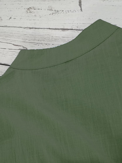 Men's Shirt Top, Solid Band Collar Short Sleeve Closure Summer Male Casual Henley Shirt For Daily Business Formal Shirts For Men