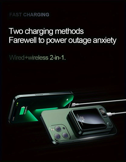 1pc KOILAGER 10000mAh Portable Power Bank with Ultrathin Magnetic Wireless Charging, 22.5W Super Fast Charge, PD20W Bi-directional Fast Charging, 15W Wireless Power, LED Display, Dual Power USB/Type-C for iPhone 16/15pro/14ma