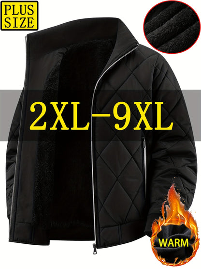 Men's Oversized Winter Coat 2XL-9XL (Big & Tall) - Thick Full-Zip Jacket with Stand Collar, -Filled Large Pockets - Heavy-Duty Cold Weather Outerwear for Plus Size Men, Hand Wash/Dry Clean (Casual Winter Jacket), PLUS SIZE