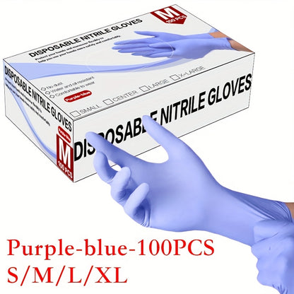 100pcs Purple-Blue Disposable Nitrile Gloves - Durable, Waterproof, Ideal for Home Cleaning, Pet Bathing, Hair Dyeing, Manicure - Essential Household Cleaning Supplies, Pet Care Essentials|Disposable Gloves|Durable Gloves