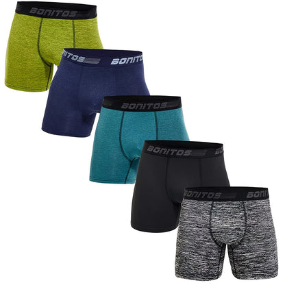 Conjunto de 5 cuecas boxer novas para homem, marca de roupa interior masculina sexy e de alta qualidade, cuecas slip para homem, presente de roupa interior masculina.