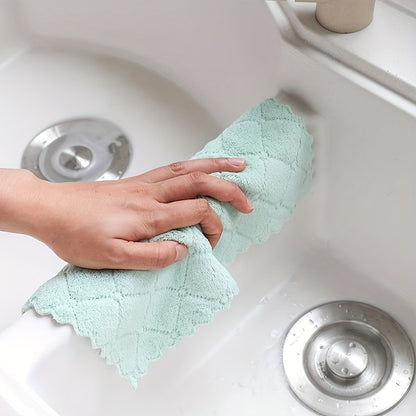 10pcs, Microfiber Towel, Absorbent Kitchen Cleaning Cloth, Non-stick Oil Dish Towel, Rags, Napkins, Tableware, Household Cleaning Towel