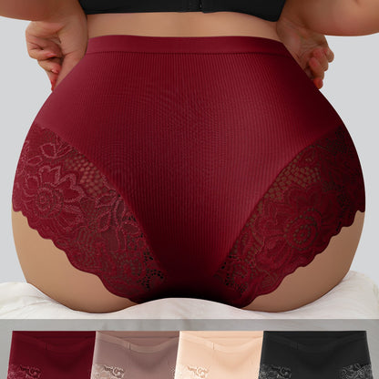 4pcs Women'S Plus Size High-Waisted Briefs - Tummy Control Butt Lifting Underwear with Seamless Wrap, Non-Slip Grip & Lifted Hipline - Stretchy Everyday & Special Occasion Panties - Burgundy/Beige/Black/ - QUASTI, Tummy Contr