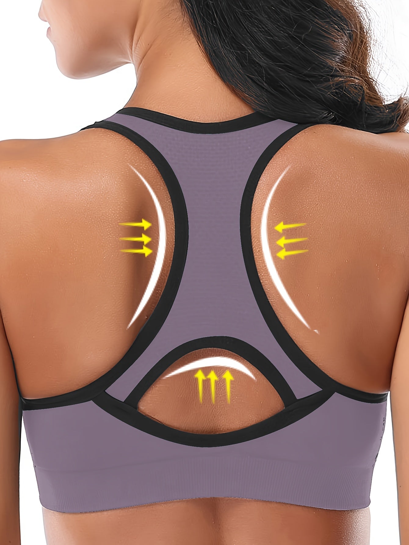 Women's High-Support Sports Bra with Removable Pads - Quick-Dry, Shockproof, Double-Layer Racerback Vest for Running & Fitness, Breathable Nylon-Elastane Blend, Non-See-Through, All-Season Activewear