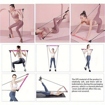 1pc Pilates Bar Kit With Resistance Bands, Stainless Steel Exercise Stick, For Women & Men, Home Gym Workouts Squat Yoga Pilates & Body Shaping