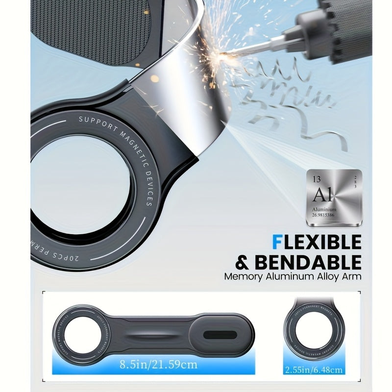 1pc FlexiMounts Magnetic Car Phone Holder, Detachable & Bendable Aluminum Arm, Silicone Dashboard Mount, Compatible with Most Vehicles