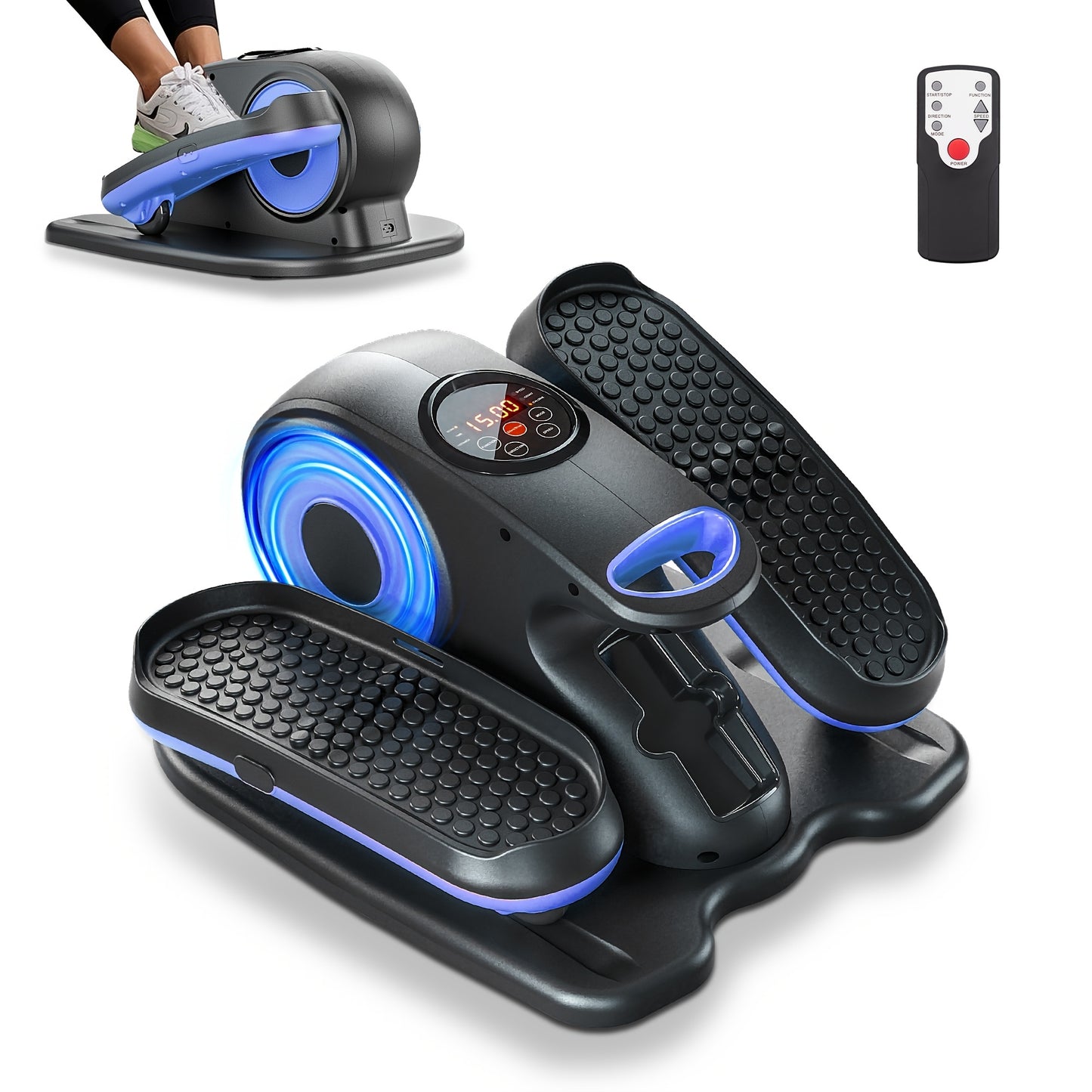 Actflame Under Desk Elliptical Machine, Electric Seated Pedal Exerciser for Seniors Fully Assembled,  Stepper Sitting Leg Exerciser with Remoter, 12 Level Speed Forward & Reverse Direction, Manual & Auto Mode for Home Office,