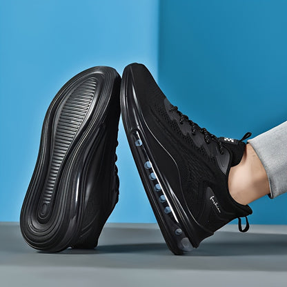 Men'S Breathable Mesh Sneakers - Non-Slip Shock-Absorbing Cushioned Mid-Top Running Shoes with Lace-Up Closure, All-Season Gym, Basketball, Basketball Footwear, Modern Sneakers, Durable Construction, Athletic Footwear, Fitnes