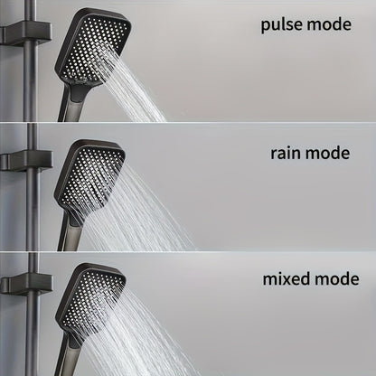 Luxury Gun Gray Shower Head Set, Piano Key Ambient Light, High Pressure Rainfall System, 4-in-1 Bathroom Accessories Kit, Digital Shower Head, Ideal Gift for Home Bathroom Decor, Perfect for Easter and Ramadan