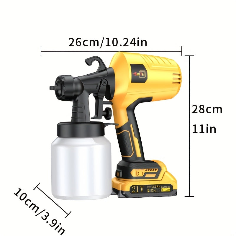 2025 New Model Wireless Paint Sprayer with Cordless High-Pressure Spray Gun - Heavy-Duty Battery-Powered Paint Gun with Ergonomic Grip, Easy-Clean Design & Large Paint Tank for Indoor/Outdoor Walls, Wood, Furniture, DIY Proje