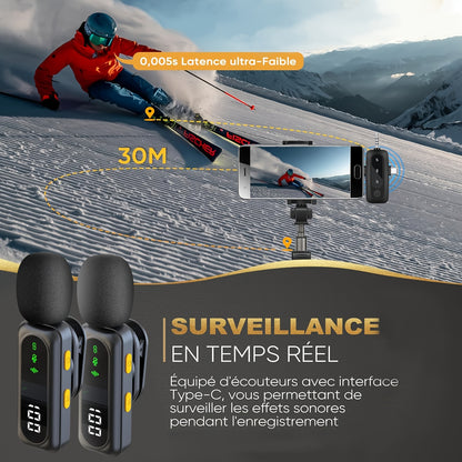 2025 New USB C Phone Mini Microphone for iPhone, Android, Camera, Utsund LED Display Wireless Lavalier Microphone for Video Recording, Clip on Lapel Lav Mics with Noise Reduction for Interview Vlog YouTube TikTok