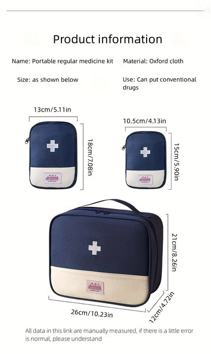 1pc Portable Medical Kit, Household Oxford Cloth First Aid Kit With Zipper, Outdoor Travel Medical Kit, Large Capacity Medicine Storage Bag