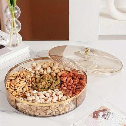 1pc, Candy Servers With Lid, 10.92in/28cm Clear Amber Gray Candy Snack Organizer, Candy Jar With Lids, Wedding Birthday Graduation Holiday Party Supplies, Home Decor