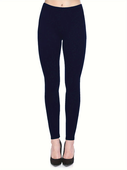 3-Pack High-Elasticity Slim-Fit 9/10 Length Pants - Solid Color Tight Waist All-Season Trousers, Machine Washable & Dry Cleanable, Casual to Dressy Wear (Compatible with Skirts/Blouses) - Bulk Pack for Cost Savings & Easy War