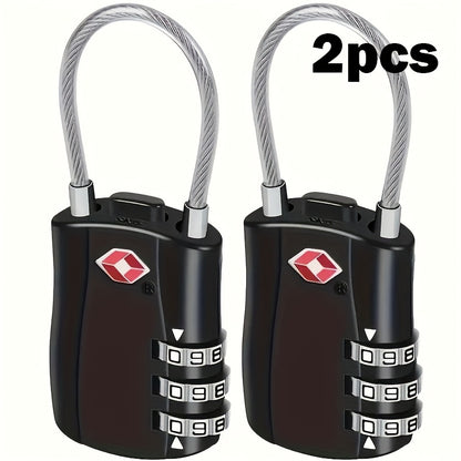 Two Tsa-Approved Combination Locks, Durable And Multifunctional Padlocks.