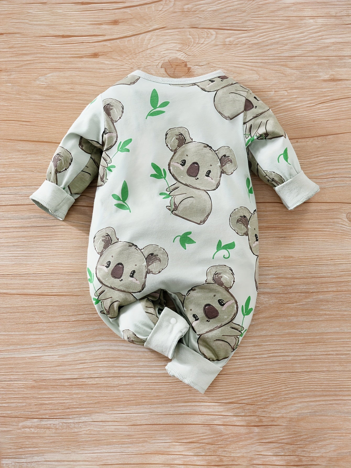 Baby Cute Cartoon Koala Long Sleeve Crew Neck Rompers