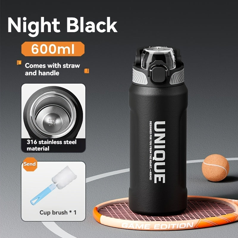 32oz nRMEi Insulated Stainless Steel Water Bottle with Pop-Up Lid, Handle & Straw - 316 Stainless Steel, BPA-Free, 4-Season Hot/Cold Retention, Large Capacity for Outdoor, Travel, Everyday Use, Insulated Water Bottle, Sleek M