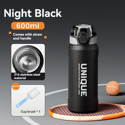 32oz nRMEi Insulated Stainless Steel Water Bottle with Pop-Up Lid, Handle & Straw - 316 Stainless Steel, BPA-Free, 4-Season Hot/Cold Retention, Large Capacity for Outdoor, Travel, Everyday Use, Insulated Water Bottle, Sleek M