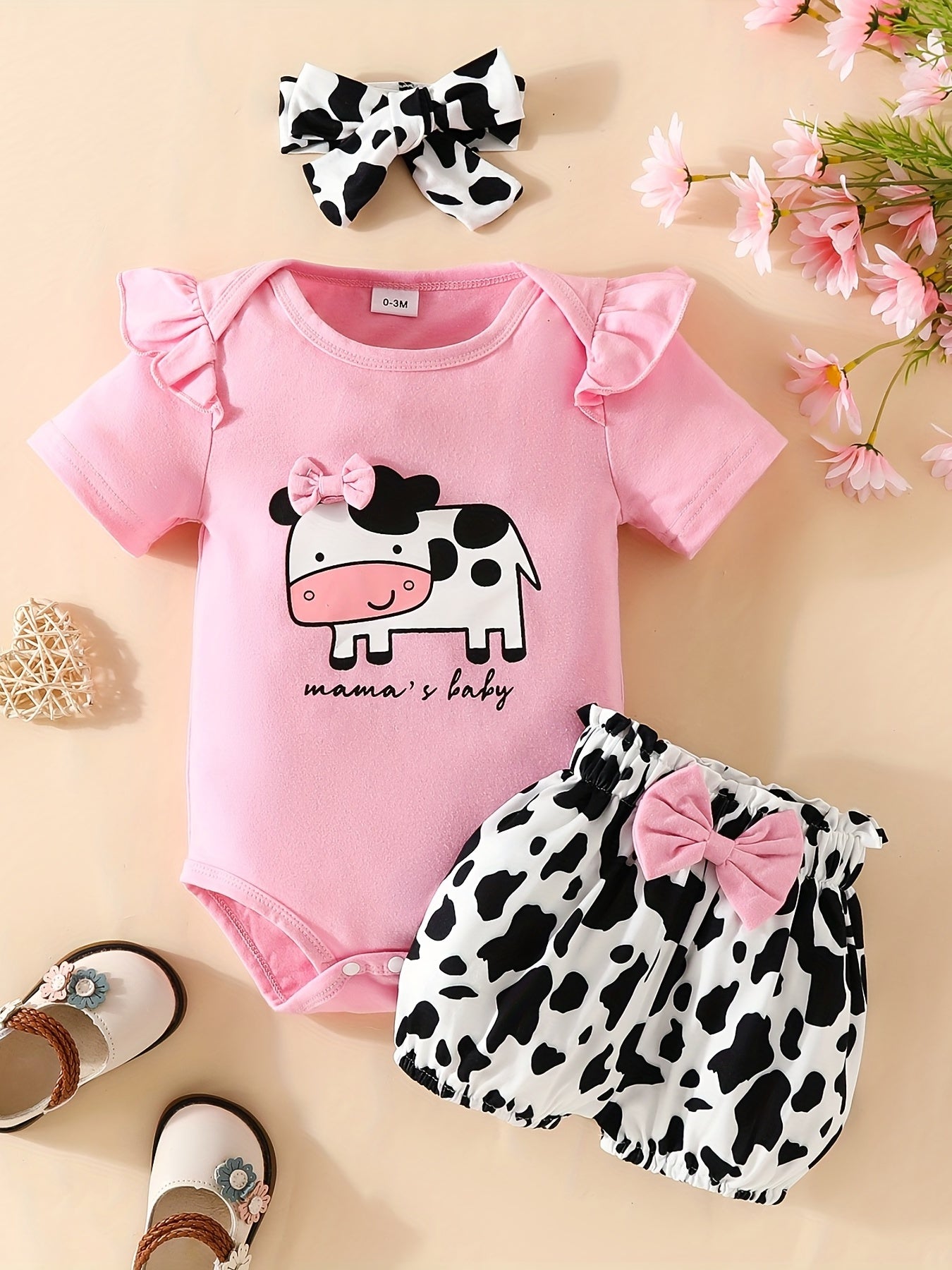 3pcs Short Sleeve & Shorts Set for Newborns - "I'm Daddy's Girl" Letter Print Pants and Headband, Mommy's World Alphabet Kids' Outfit, Perfect for Outdoor