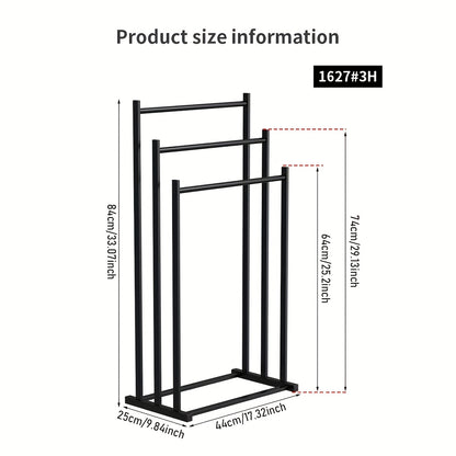 1pc Modern Three-Tier Freestanding Towel Rack - Heavy-Duty Floor-Standing Bathroom & Pool Drying Rack, Space-Saving Multifunctional Organizer for Indoor/Outdoor Use, No Installation Needed