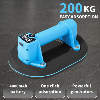 Battery Suction Lifter with Digital Display, Electric Vacuum Suction Cup, Tile Lifter, Double-Layer Rubber 200kg Safe Load, for Tiles Glass Marble Aquarium