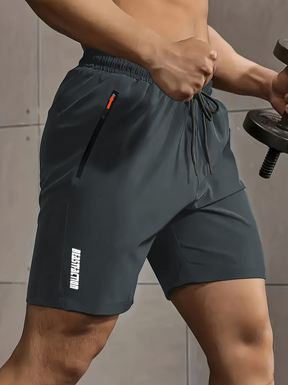 Men'S Summer Casual Shorts, New Fashion Loose Fit Sports Running Fitness 5/4 Pants, Polyester, Zipper, Print Pattern, Slight Stretch Fabric, 120g/m², Woven, with for Men