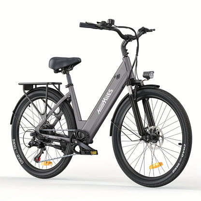 MileCity1 Step-Thru Electric Bike - Heavy-Duty Adult e-Bike with 250W Motor, 120KM Long Range, Front Suspension, 7-Speed Gears, LED Display, 66.04cm x 4.95cm All-Terrain Tires, Dual Brake System - Fast-Charging, for City Comm