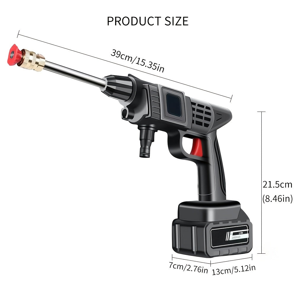 Portable charging car wash tool, freeing from the restriction of water tap, can be used as long as there is a water source. Powerful, suitable for car washing, garden watering, home floor cleaning, and extremely convenient fo