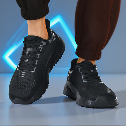 Men'S Wide Toe Box Running Shoes - Non-Slip MD Sole, Breathable Fabric Upper, All-Season Gym, Jogging, Walking Shoes - Lace-Up Athletic Sneakers for Big Feet & Wide Feet - Available in Multiple Colors (Dark Blue/Neon Yellow)