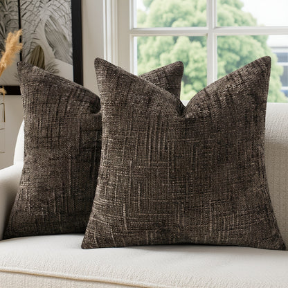 2pcs, Chenille Throw Pillow Covers Set of 2 Thick Textured Slubby Couch Pillow Covers Farmhouse Accent Modern Neutral Decorative Pillow Cases for Bed Sofa, Living Room, Machine Washable
