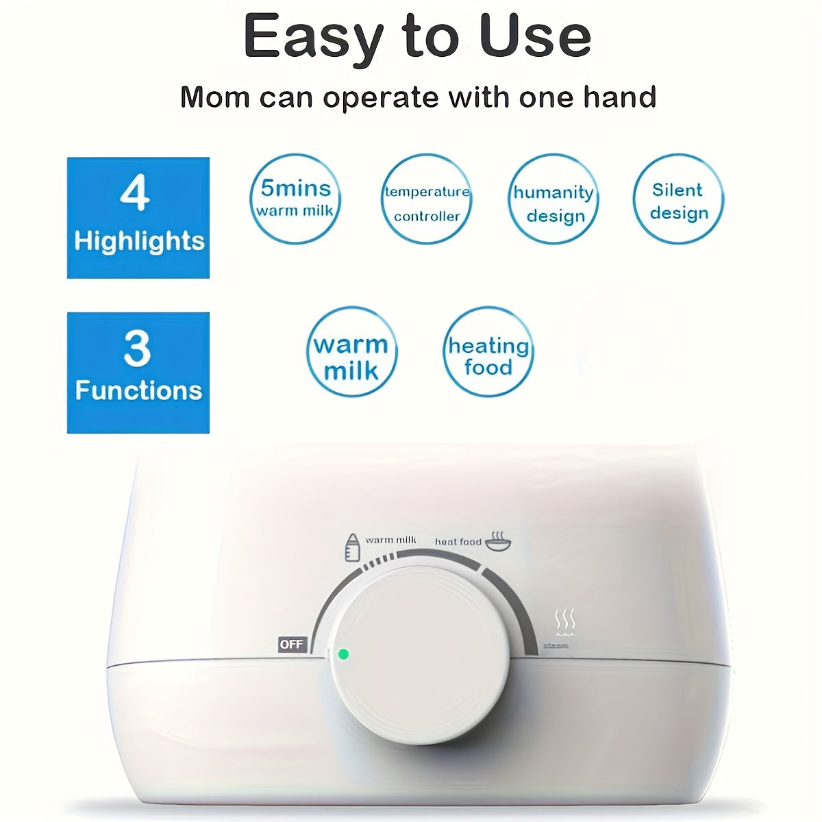 1pc RealBubee Double Bottle Warmer, Liquid Constant Temperature Sterilizer, European Standard Plug, 220-240V Power Supply, Plastic Material, No Battery Required