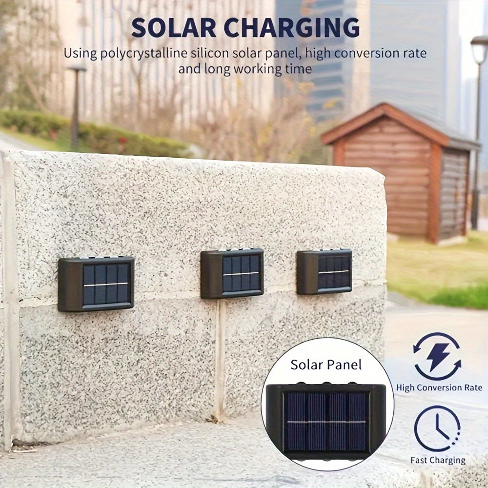 Staaricc 6/ 4/ 2pcs Solar Wall Light, Outdoor 6 LED Deck Lights, Wall Light, For Courtyard, Street, Fence, Garage, Garden Perfect Decoration